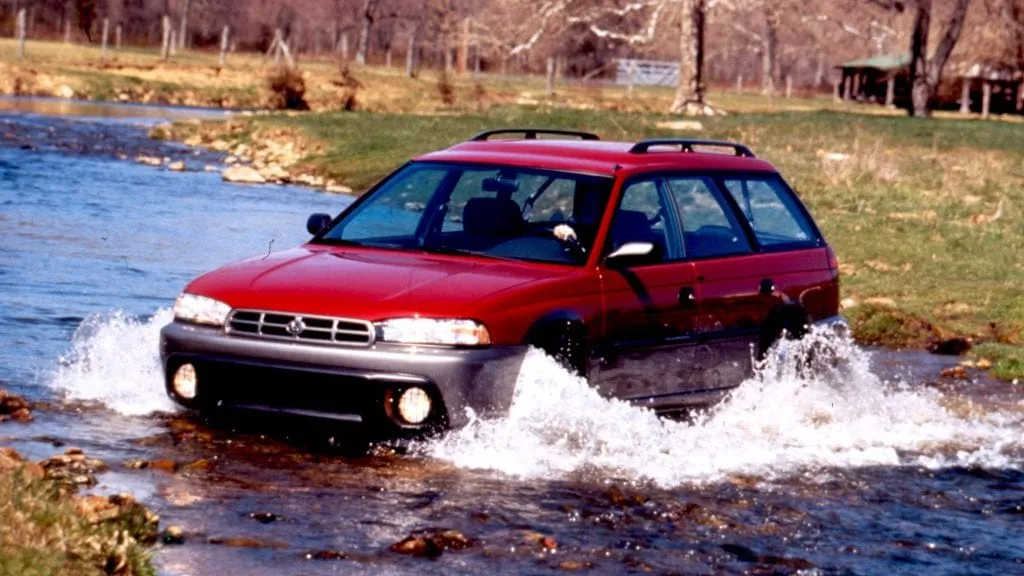 1996 Subaru Legacy Outback fording stream